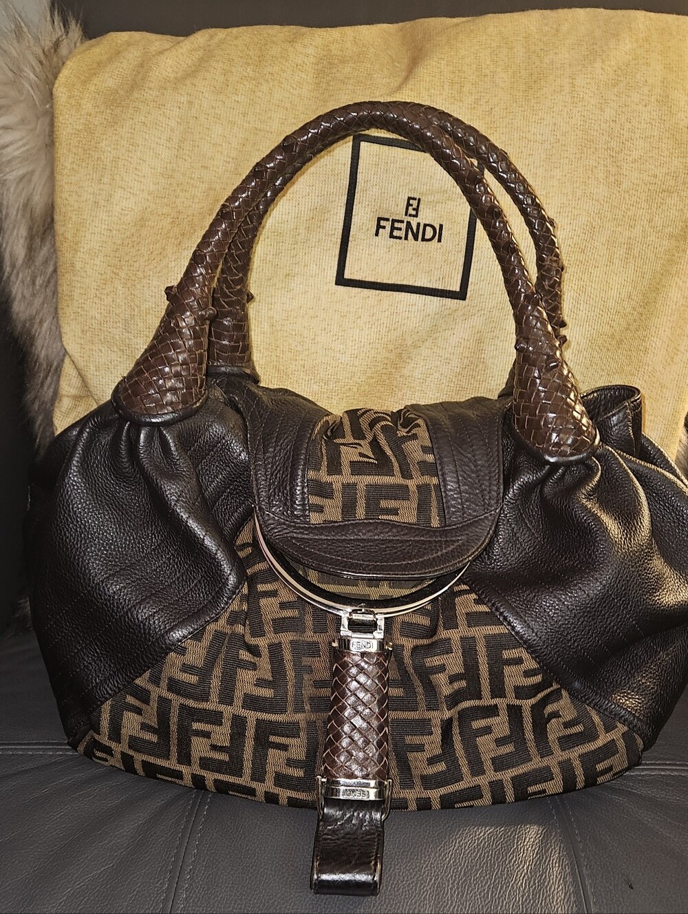 FENDI Nappa Nuvolata Vitello Tortuga Spy Bag - Picture 2 of 16